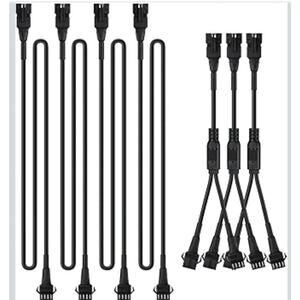 4pc 2-Ft Extension Cords & 3pc 2-Way Splitter for Underglow RGB LED Strip s35